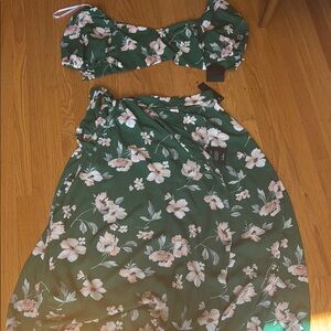 Lulu's Green Floral Dress